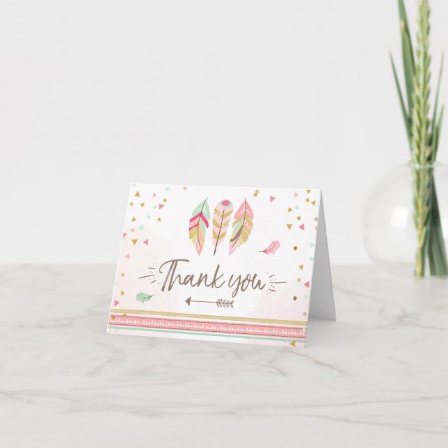 Carte de remerciements Wild One Rose Girl Boho Fea (Devant)