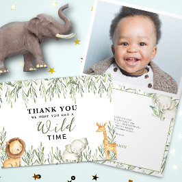 Carte De Remerciements Wild One Safari Animaux Thème Garçon Anniversaire 
