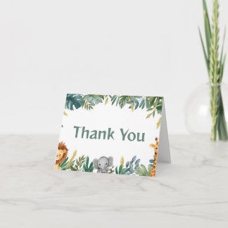 Carte De Remerciements Wild One Safari Jungle Animals Birthday Thank You