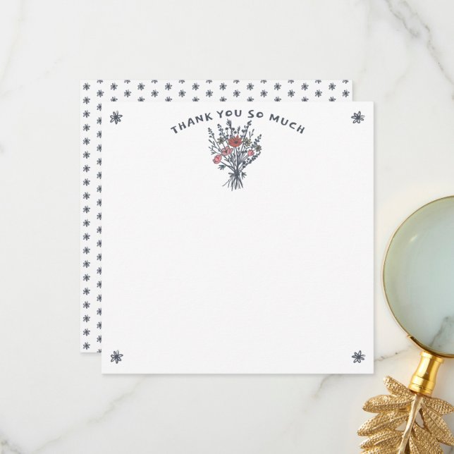 Carte De Remerciements Wildflower Bouquet Rustic Whimsical Bridal Shower  (Devant/Arrière en situation)
