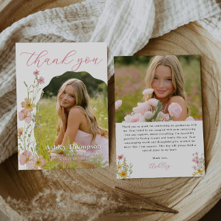 Carte De Remerciements Wildflower Graduation Party Photo