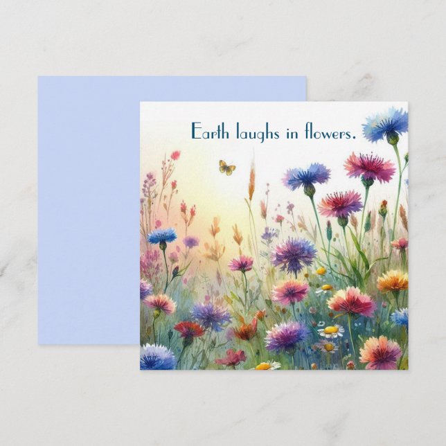 Carte De Remerciements Wildflowers & Quote	 (Devant / Derrière)