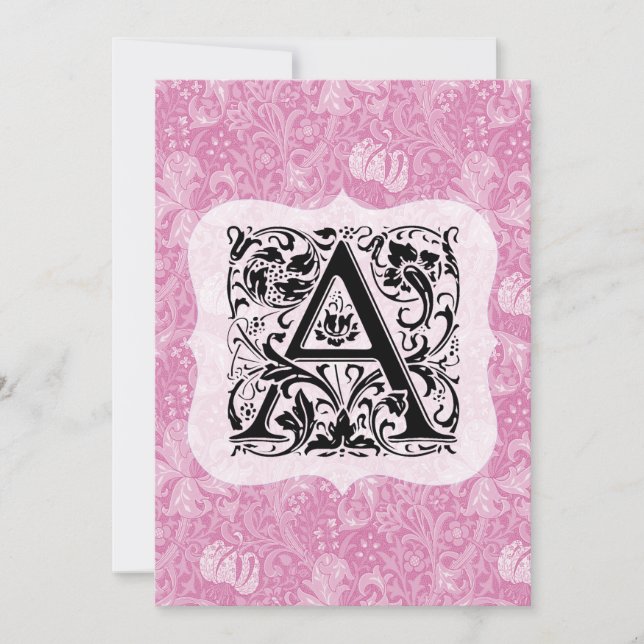 Carte De Remerciements William Morris Alphabet Golden Lily rose (Devant)