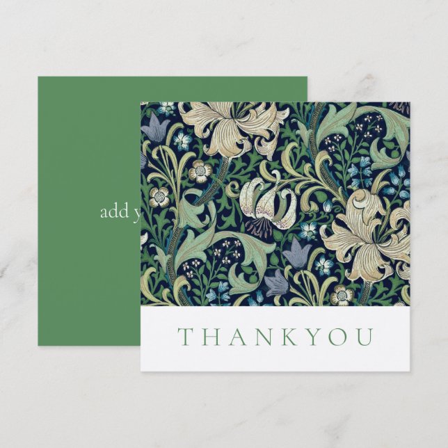 Carte de remerciements: WILLIAM MORRIS : HONEYSUCK (Devant / Derrière)