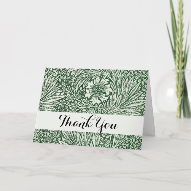 Carte De Remerciements william morris marigold fleurs vertes (Devant)
