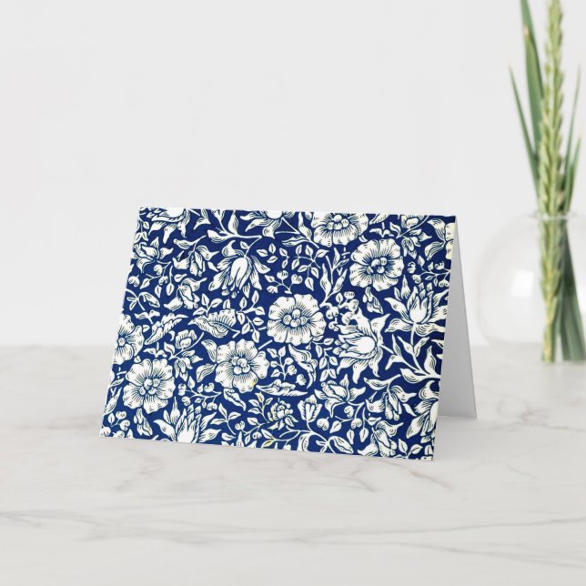 Carte De Remerciements William Morris - motif de mallow bleu (Devant)