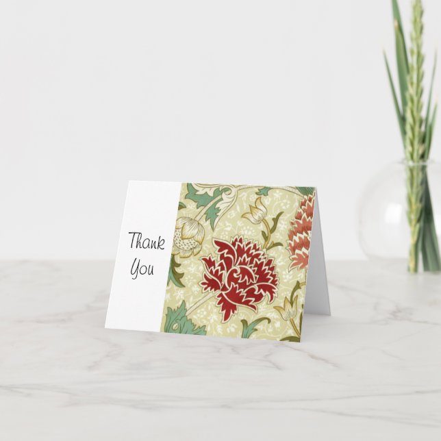 Carte De Remerciements William Morris Papier peint fin rouge floral (Devant)