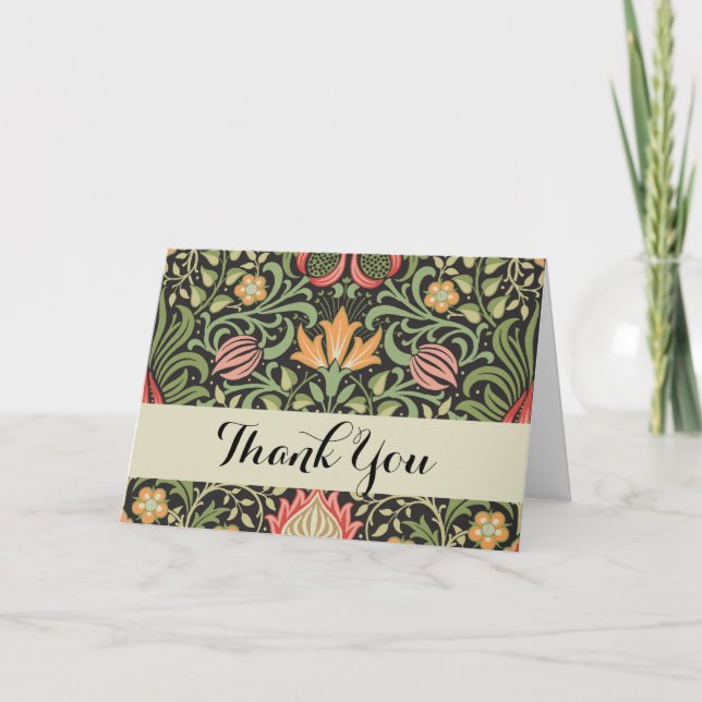 Carte De Remerciements William Morris Persian Floral Antique (Devant)