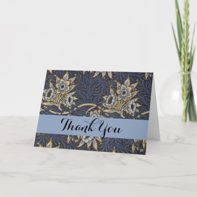 Carte De Remerciements William Morris Tulip Willow Blue Motif (Devant)