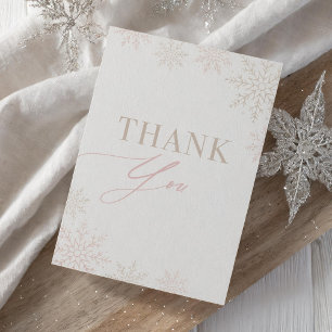 Carte De Remerciements Winter Onederland Pink Snowflake 1er anniversaire