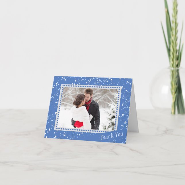 Carte De Remerciements Winter Snowman Wedding Photo Thank You (Devant)