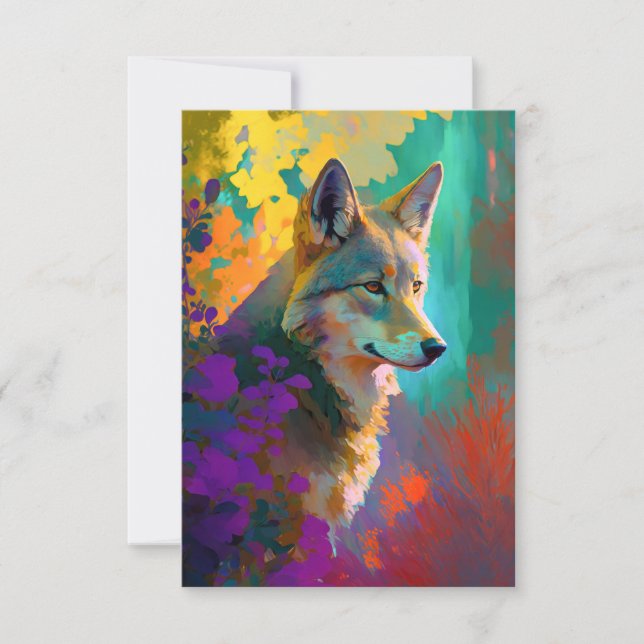 Carte De Remerciements Wolf Animal Portrait Peinture Faune En Plein Air (Devant)