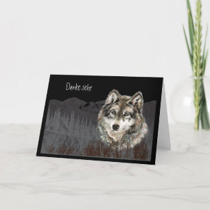 Carte De Remerciements Wolf aquarelle Danke sehr allemand