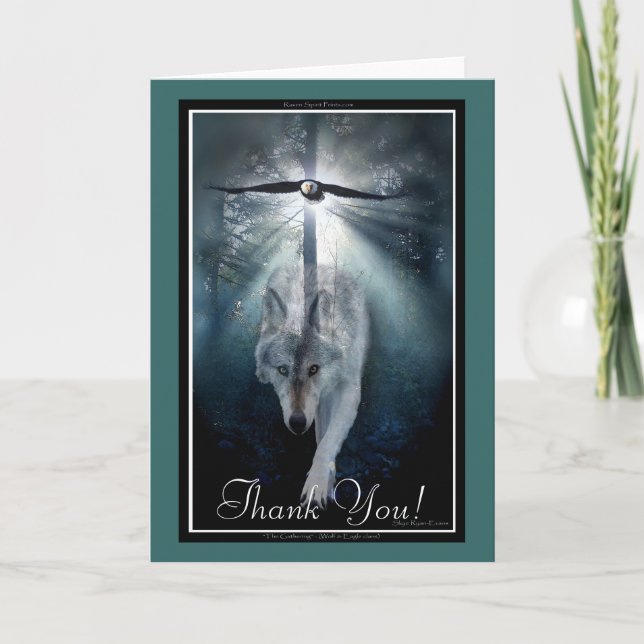 Carte De Remerciements Wolf & Eagle Wildlife Art Thank You Card (Devant)