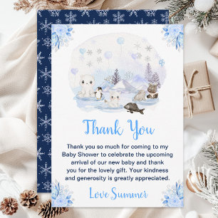Carte De Remerciements Wonderland Winter Baby shower des animaux de l'Arc