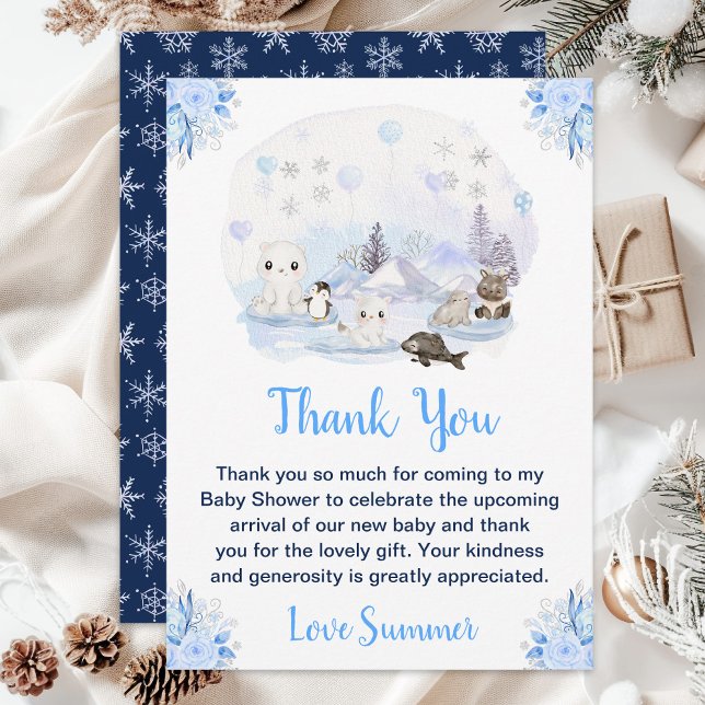 Carte De Remerciements Wonderland Winter Baby shower des animaux de l'Arc (Créateur téléchargé)