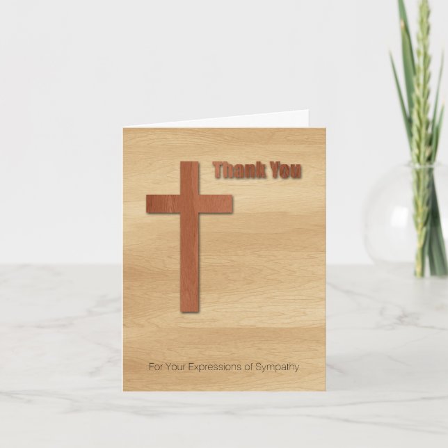 Carte De Remerciements Wooden Cross Sympathy Thank You V Note C (Devant)