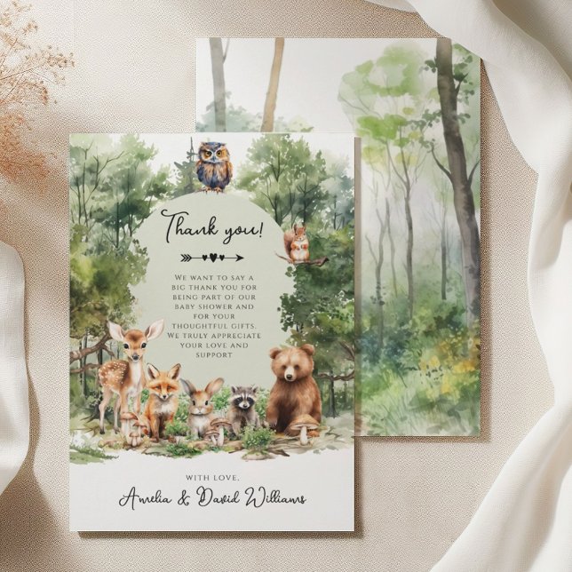 Carte De Remerciements Woodland Adventure Forest Animaux Baby shower (Créateur téléchargé)