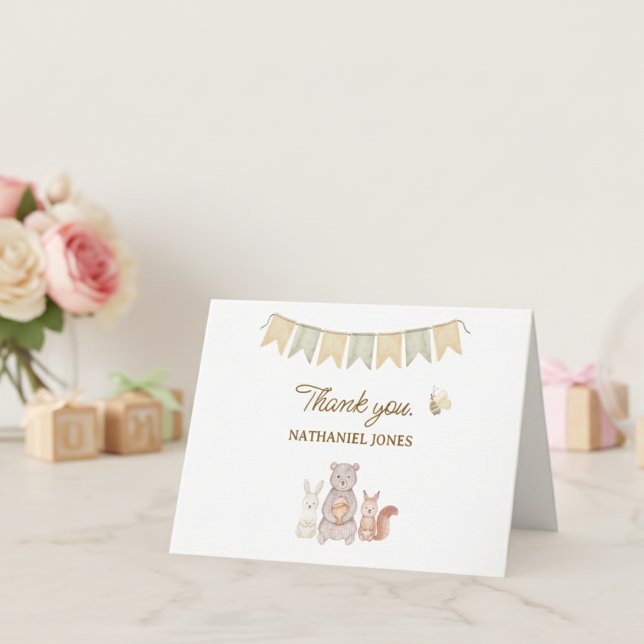 Carte De Remerciements Woodland Animals Baby Shower (Woodland Animals Baby Shower Thank you card)