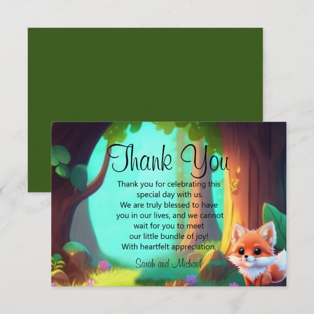 Carte De Remerciements Woodland forêt amis mignon bébé foin (Devant / Derrière)