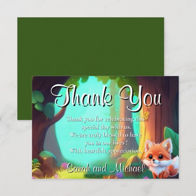 Carte De Remerciements Woodland forêt amis mignon bébé foin (Devant / Derrière)