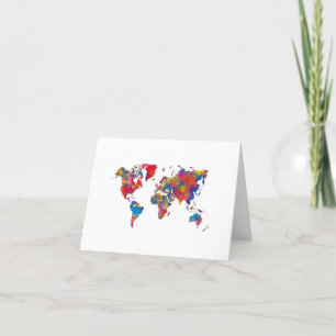 Carte De Remerciements World map in watercolor