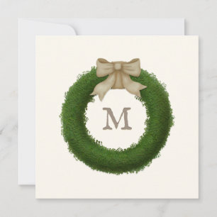 Carte De Remerciements Wreath Boxwood Avec Bow Rustique Personnalisé Mono