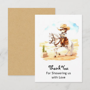 Carte De Remerciements Yeehaw Fiesta ! Aquarelle Baby shower Cowboy