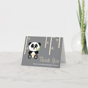 Carte De Remerciements Yellow Bamboo Panda Diapers Baby Shower Thank You