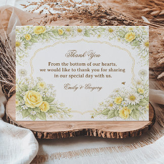 Carte De Remerciements Yellow Floral Elegant Appreciation