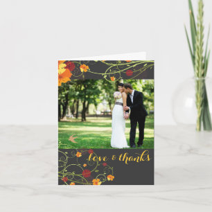 Carte De Remerciements Yellow Hibiscus & Swallows Floral Wedding Photo