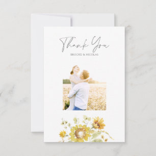 Carte De Remerciements Yellow Sunflower Aquarelle Mariage Photo