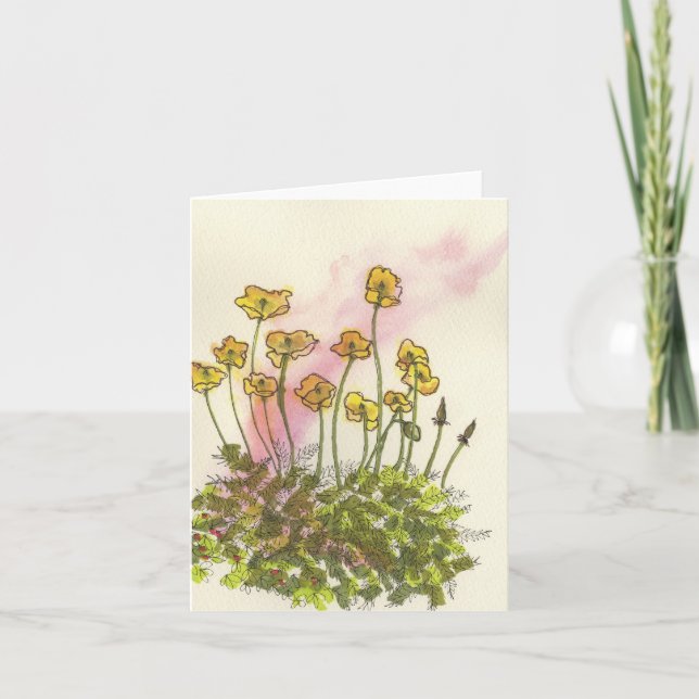 Carte De Remerciements Yellow Wild Poppy Greeting Card (Devant)