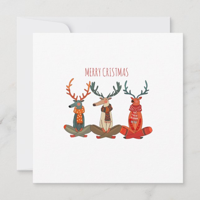 Carte De Remerciements Yoga de rennes de Noël. Oie (Devant)