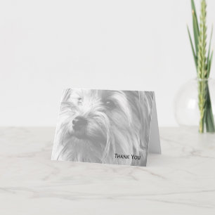 Carte De Remerciements Yorkshire noir et blanc Terrier Yorkie