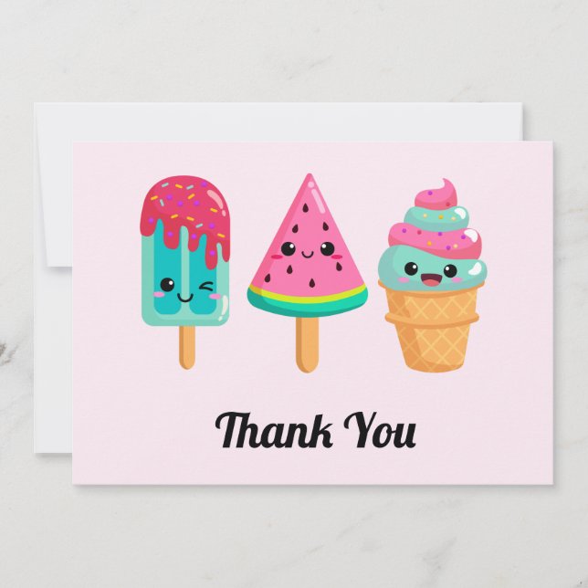 Carte De Remerciements Yummy Ice Cream Trio Vibe été (Devant)