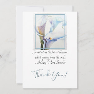 Carte De Remerciements Zantedeschias blancs magnifiques dans l'aquarelle