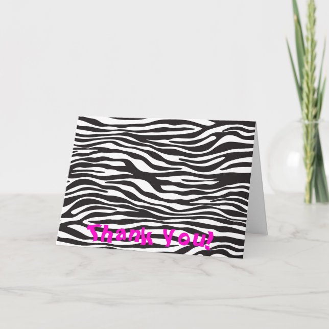 Carte De Remerciements Zebra Print, Zebra Stripes, Noir Et Blanc (Devant)