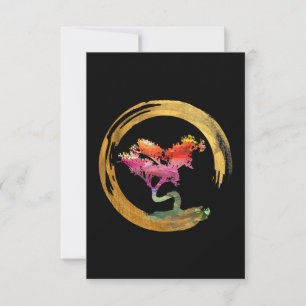 Carte De Remerciements Zen Bonsai Arbre japonais Cercle Enso Art asiatiqu