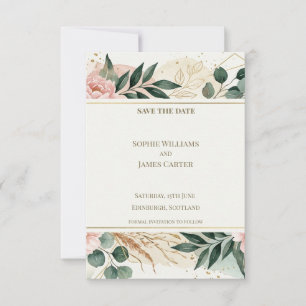 Carte de Remise de Date Blush Greenery