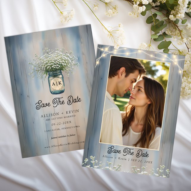 Carte de Remise de Date de Mariage avec Photo de B (Country Wedding Photo Save The Date)