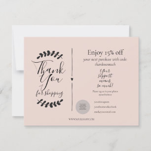 Carte de Remise de Merci pour Vos Achats en Or Ros