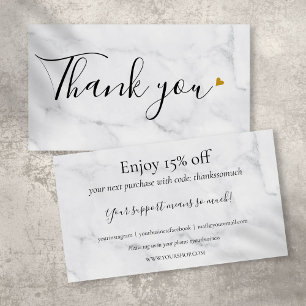 Carte de Remise de Merci Simple en Marbre pour Vos