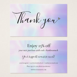 Carte de Remise Merci de Faire des Achats Holograp
