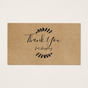 Carte de Remise Merci pour Acheter Kraft Rustique