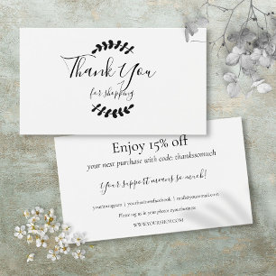 Carte de Remise Merci pour Votre Achat