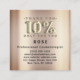 Carte De Rendez-vous 10% de réduction Logo Merci Rose or