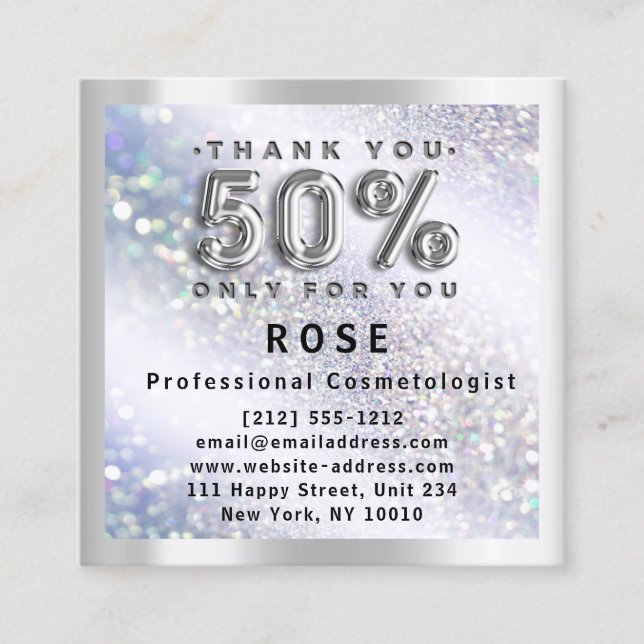 Carte De Rendez-vous 50% de réduction Logo Hair Lash Parties scintillan (Devant)