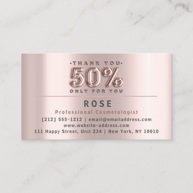 Carte De Rendez-vous 50% de réduction Logo Merci Rose américain drapeau (Devant)