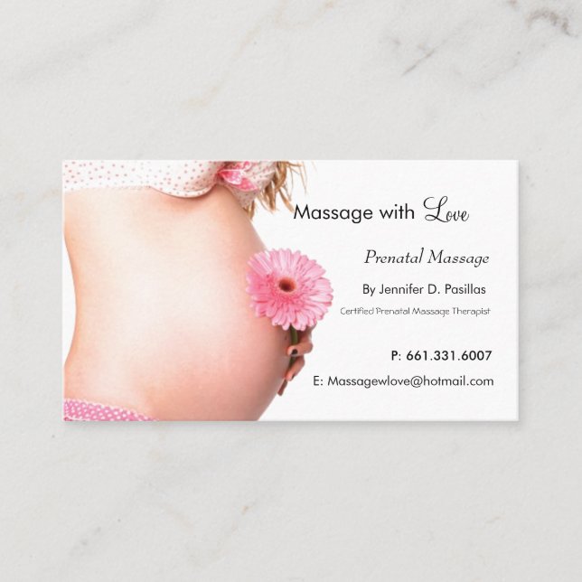 Carte De Rendez-vous Amour, Massage prénatal (Devant)